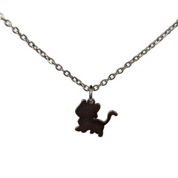 Stainless Steel Delicate Solid Cat Silver Necklace