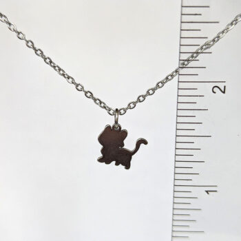 Stainless Steel Delicate Solid Cat Silver Necklace - Image 4