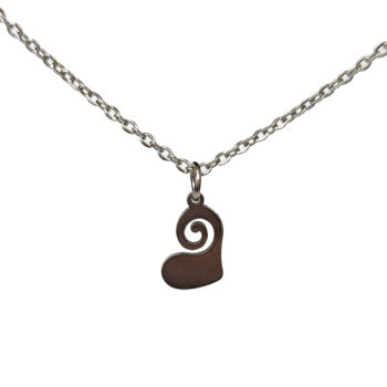 Stainless Steel Delicate Modern Swirl Heart Silver Necklace