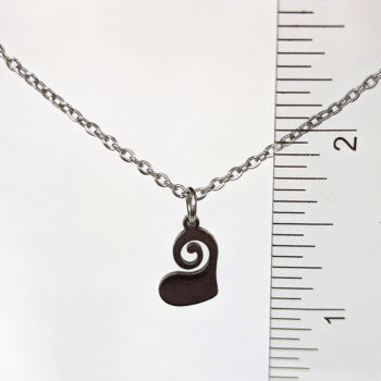 Stainless Steel Delicate Modern Swirl Heart Silver Necklace - Image 4