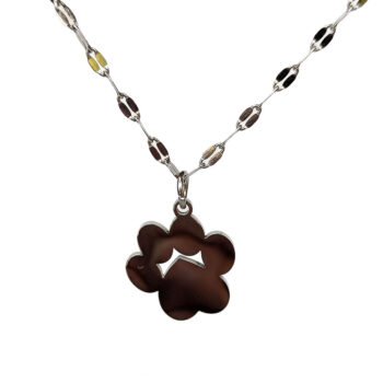 Stainless Steel Solid Angle Dog Paw Silver Necklace - Image 2