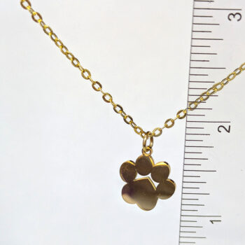 Stainless Steel Solid Angle Dog Paw Gold Necklace - Image 4