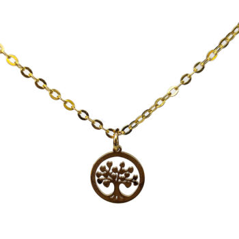 Stainless Steel Delicate Modern Tree Hoop Gold Necklace