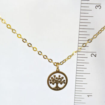 Stainless Steel Delicate Modern Tree Hoop Gold Necklace - Image 3