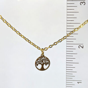 Stainless Steel Delicate Hollow Tree Hoop Gold Necklace - Image 3