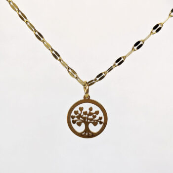 Stainless Steel Delicate Modern Tree Hoop Gold Necklace - Image 4