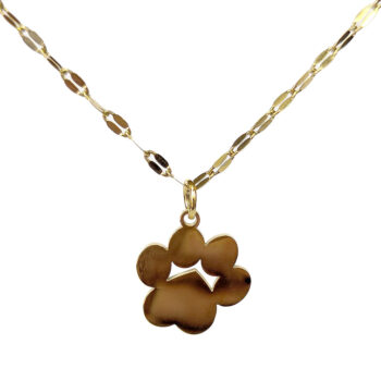 Stainless Steel Solid Angle Dog Paw Gold Necklace - Image 2