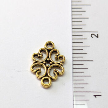 Small Decorative Hearts Connector Antique Gold - Image 2