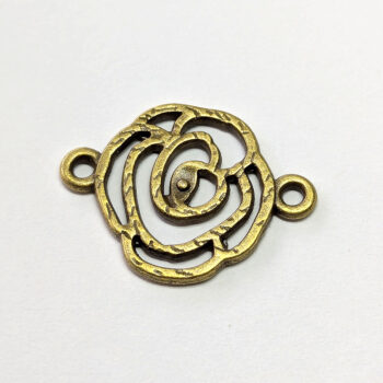 Hollow Rose Flower Connector Charm Antique Bronze