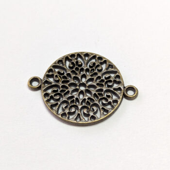 Antique Bronze Hollow Round Flower Connector Charm