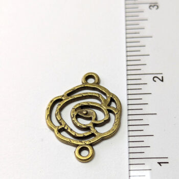 Hollow Rose Flower Connector Charm Antique Bronze - Image 2