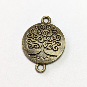 Antique Bronze Round Modern Tree Connector Charm