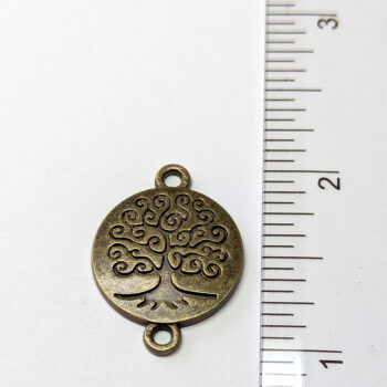 Antique Bronze Round Modern Tree Connector Charm - Image 2