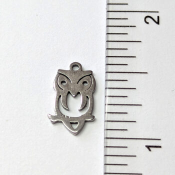 Stainless Steel Delicate Hollow Owl Charm Silver - Image 2