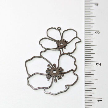 Stainless Steel Large Hollow Connector Flowers Pendant Silver - Image 2