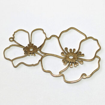 Stainless Steel Large Hollow Connector Flowers Pendant Gold