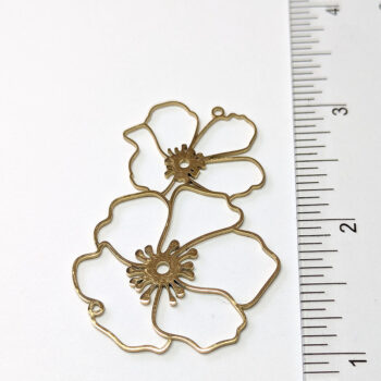 Stainless Steel Large Hollow Connector Flowers Pendant Gold - Image 2