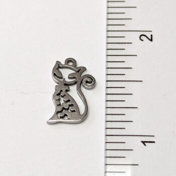 Stainless Steel Delicate Hollow Modern Cat Charm Silver - Image 3