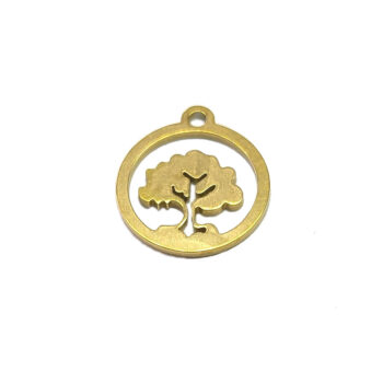 Stainless Steel Delicate Hollow Tree Hoop Charm Gold