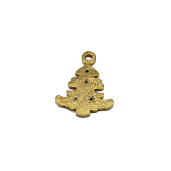 Stainless Steel Delicate Christmas Tree Charm Gold