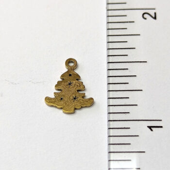 Stainless Steel Delicate Christmas Tree Charm Gold - Image 2