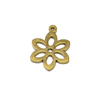 Stainless Steel Delicate Hollow Six Petals Flower Charm Gold