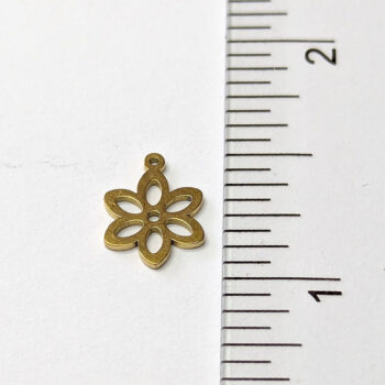 Stainless Steel Delicate Hollow Six Petals Flower Charm Gold - Image 2