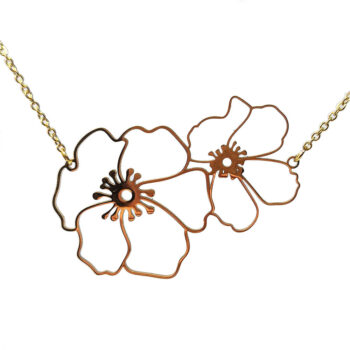 Stainless Steel Large Hollow Connector Flowers Gold Necklace