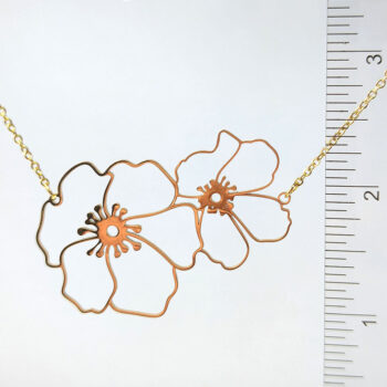 Stainless Steel Large Hollow Connector Flowers Gold Necklace - Image 3