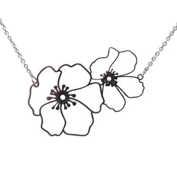 Stainless Steel Large Hollow Connector Flowers Silver Necklace