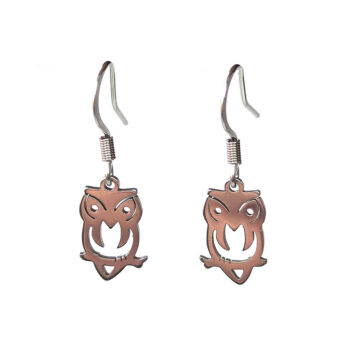 Stainless Steel Delicate Hollow Owl Silver Earrings