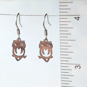 Stainless Steel Delicate Hollow Owl Silver Earrings - Image 2