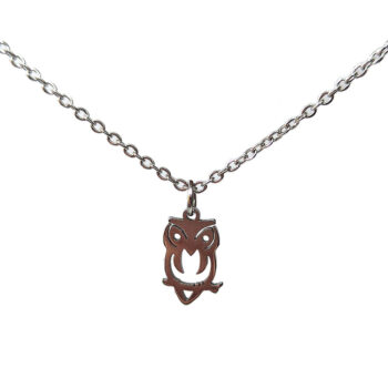 Stainless Steel Delicate Hollow Owl Silver Necklace