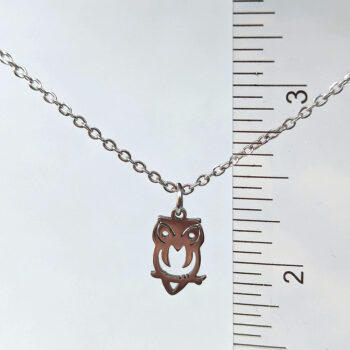 Stainless Steel Delicate Hollow Owl Silver Necklace - Image 4