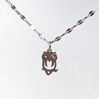 Stainless Steel Delicate Hollow Owl Silver Necklace - Image 3