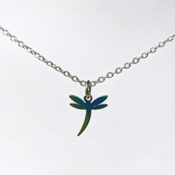 Stainless Steel Dainty Dragonfly Rainbow Necklace - Image 4