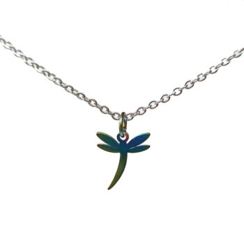 Stainless Steel Dainty Dragonfly Rainbow Necklace