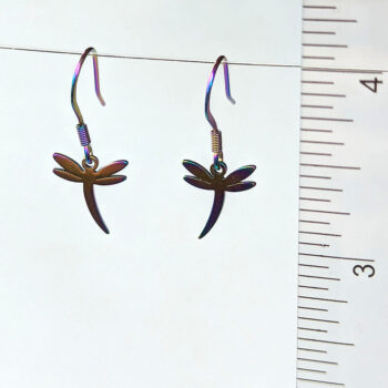 Stainless Steel Dainty Dragonfly Rainbow Earrings - Image 2