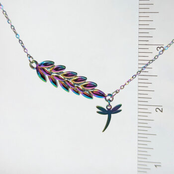 Rainbow Stainless Steel Branch With Dragonfly Necklace - Image 3