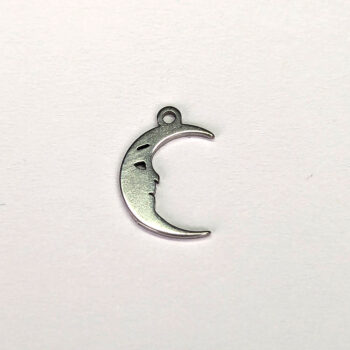 Stainless Steel Delicate Moon with Face Charm Silver - Image 3