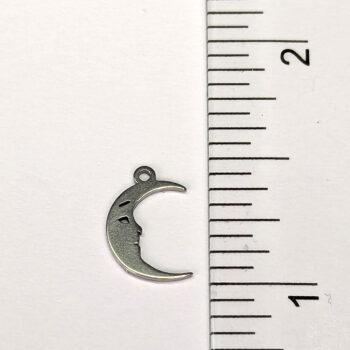 Stainless Steel Delicate Moon with Face Charm Silver - Image 2