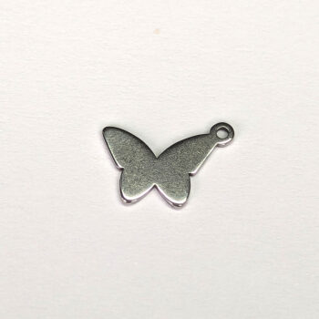 Stainless Steel Delicate Solid Angle Butterfly Charm Silver