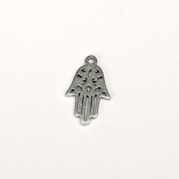 Stainless Steel Delicate Hollow Hamsa Hand Charm Silver