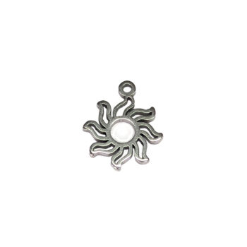 Stainless Steel Delicate Hollow Modern Sun Charm Silver