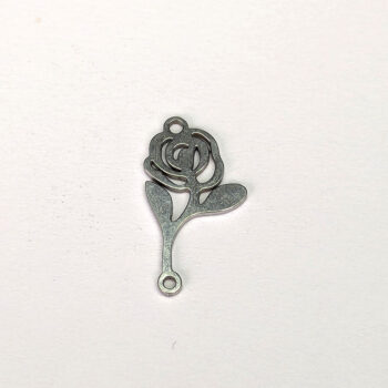 Stainless Steel Delicate Rose Flower Connector Charm Silver