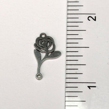 Stainless Steel Delicate Rose Flower Connector Charm Silver - Image 2