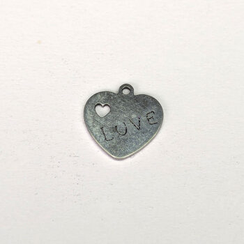 Stainless Steel Delicate LOVE Heart Charm Silver