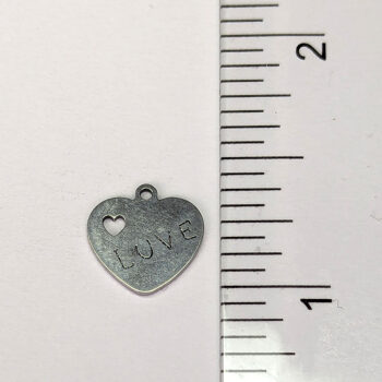 Stainless Steel Delicate LOVE Heart Charm Silver - Image 2