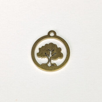 Stainless Steel Delicate Hollow Tree Hoop Charm Gold - Image 3