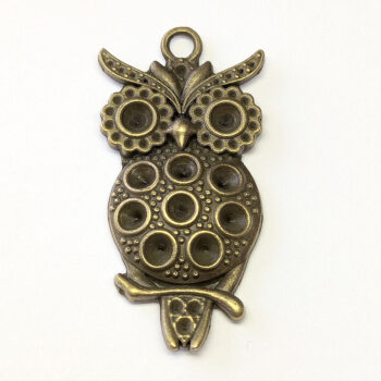 Large Owl Pendant with Circles Antique Bronze